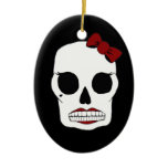 Betty Skull Black n White Christmas Ornaments