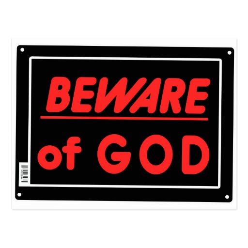 Beware of God Parody Yard Sign Post Cards