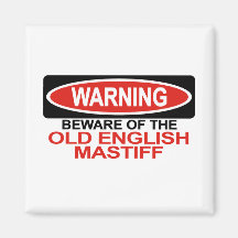 Beware Of Old English Mastiff Refrigerator Magnets