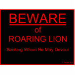 Beware of Roaring Lion Christian Sign