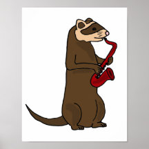 BF- Ferret Playing Saxophone Poster
