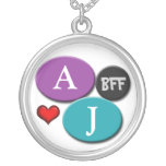 BFF Friendship Purple & Blue Round White Necklace