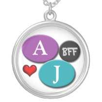 BFF Friendship Purple & Blue Round White Necklace