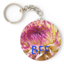 BFF gifts key chain Pink purple Dahlia Flowers