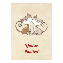 BFF Kitties with Curling Tails Personalized Invite