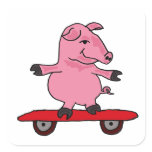 BH- Cartoon Pig on a Skateboard Stickers