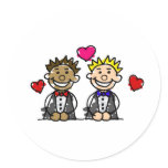Bi-Racial Grooms Round Stickers