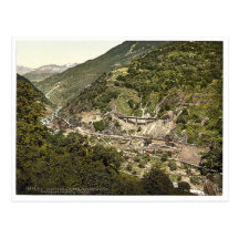 Biaschina, boucles dans la route, chemin de fer de cartes postales