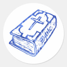 Bible Bleu Round Sticker