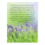 Bible passage, bluebells close up postcard