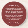 Bible passage Psalms 46:1-3 in white text. Coasters