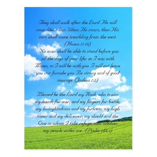 Bible passage, the fields and blue sky post card
