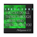 "Bible Quote - Philippians 4:13" by Cheryl Daniels Refrigerator Magnet