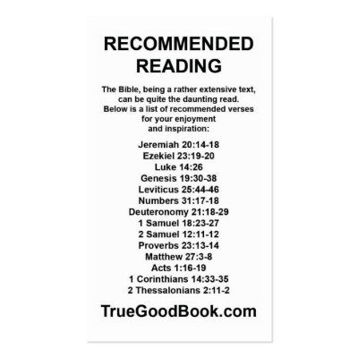 Bible Recommended Reading Card Business Card Template by devilshighlighter