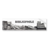 Bibliophile: Book Lover: Bookworm: Pencil Art Bumper Sticker