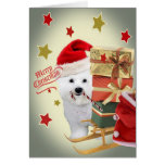 Bichon Brings Gifts and Christmas Greetings Greeting Cards