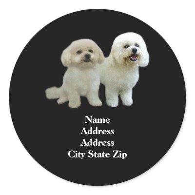 Bichon Buddies Address Label Round Sticker by normagolden