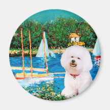 Bichon Frise 1 - Sailboats 1 Refrigerator Magnet