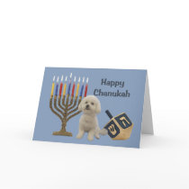 Bichon Frise Chanukah Card Menorah Dreidel