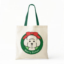 Bichon Frise Christmas Tote Bags