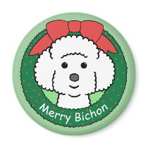 Bichon Frise Christmas Fridge Magnet