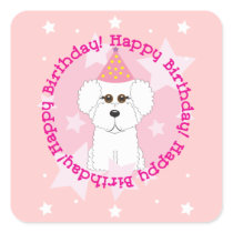 Bichon Frise Happy Birthday Stickers