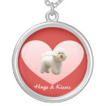 Bichon Frise Hugs and Kisses Heart Necklace