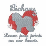 Bichons Leave Paw Prints Pink embroidered shirts