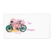 Bicycle and Floral Background labels
