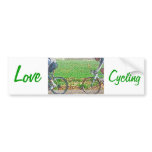 Bicycle Art, 2 Cyclists and Green Background Bumper Sticker