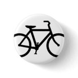 Bicycle: Black on White Pinback Buttons