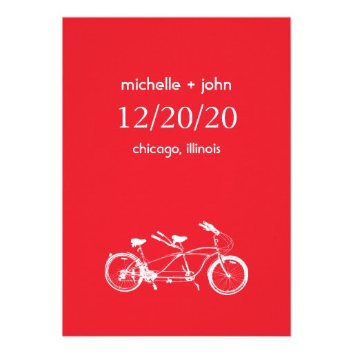 Bicycle Built For Two Save The Date (Red) Personalized Invite
