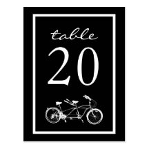 Bicycle Built For Two Table Numbers (Black) Post Cards