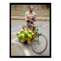 Bicycle Coconut Seller Post Cards