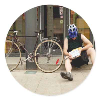 Bicycle Courier Messenger Cycle Bicycling Cycling Round Stickers by fotoshoppe