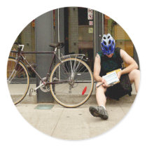 Bicycle Courier Messenger Cycle Bicycling Cycling Round Sticker