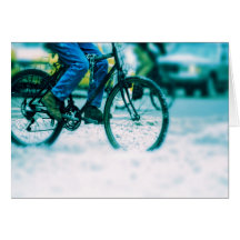 Bicycle Cycle Bicycling Cycling City Rain Storm Card