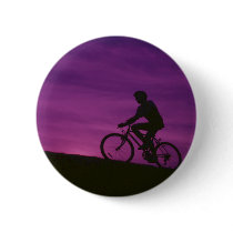 Bicycle Cycle Bicycling Cycling Purple Sunset Pinback Buttons