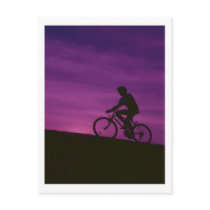 Bicycle Cycle Bicycling Cycling Purple Sunset Post Card