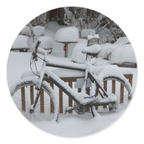 Bicycle Cycle Bicycling Cycling Waiting For Spring Round Sticker