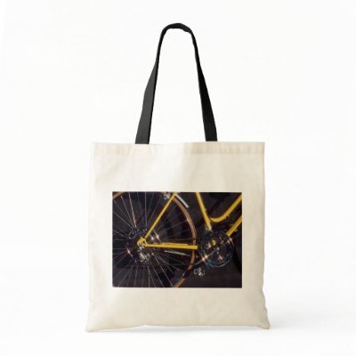 Bicycle Cycle Bicycling Cycling Yellow Bike Frame Canvas Bags by fotoshoppe