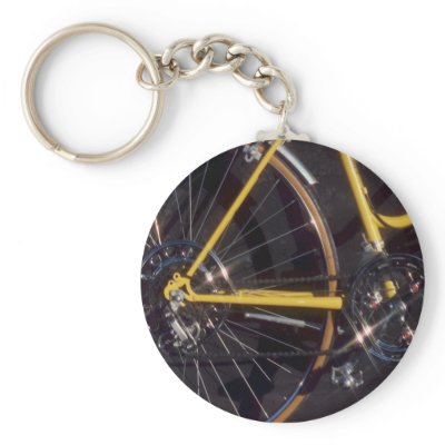 Bicycle Cycle Bicycling Cycling Yellow Bike Frame Keychain by fotoshoppe