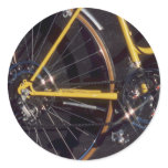 Bicycle Cycle Bicycling Cycling Yellow Bike Frame Round Stickers