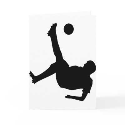 bicycle kick soccer player greeting card by Tomaniac
