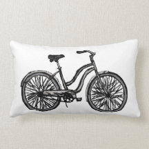 Bicycle Line Drawing Throw Pillow