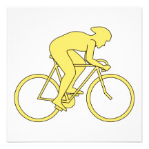 Bicycle Rider in Yellow. Personalized Invitation