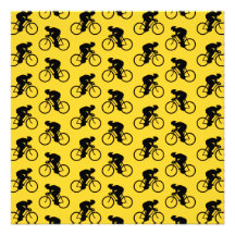 Bicycle Rider Pattern. Yellow and Black. Custom Invites
