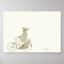 Bicycle Riding with Dinosaur 7x5 Print