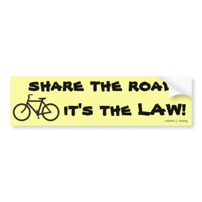 Bicycle, share the road, it's the LAW! Bumper Sticker by RJMangPhotography