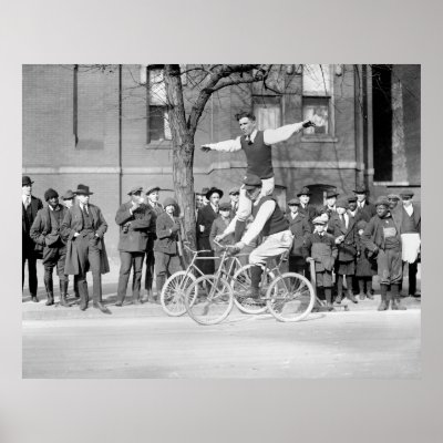 Bicycle Trick Riding, 1920s Print by Photoblog